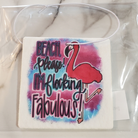 Beach Please I'm Flocking Fabulous Car Air Freshener - Picture 1 of 4